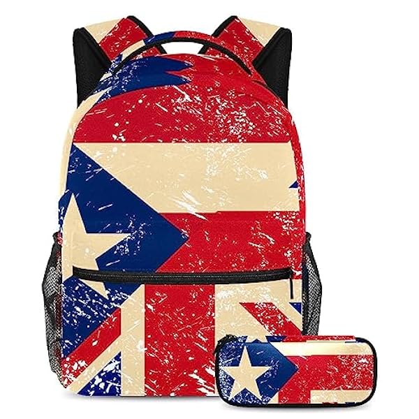 Lichtgewicht rugzak en etui,Birtish en Denemarken Retro vlag,Dagrugzak Markeerpennenzak Reisrugzak Pennenzak